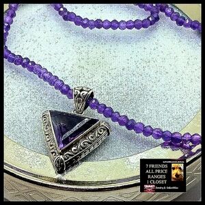 Amethyst Pendant .925 SS on Amethyst Faceted Necklace